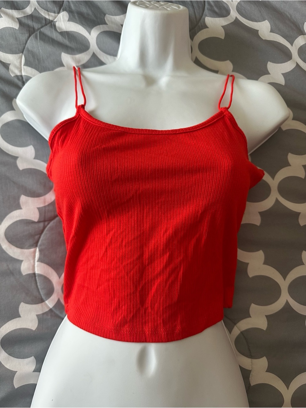 Heart Hips Red Ribbed Double-Strap Crop Top